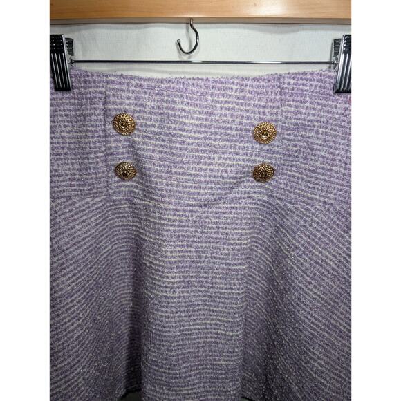 Haute Monde Womens Twirl Tweed Mini Skirt Sz M Purple Pastel Academia Feminine - Picture 2 of 6